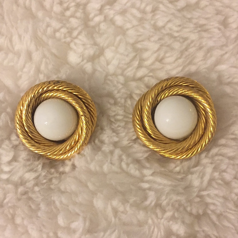 Chanel Golden Twist Rope Glass Bead Earrings